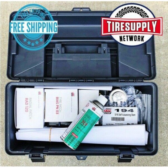 #12 Rema Tip Top Truck Tire Repair Kit (Tube Patch, Radial, Bias, Stems, Cement)