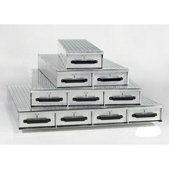 Aluminum Slide 2-Drawer Floor Storage Unit-24"W x 6"H x 50"D - By American Van