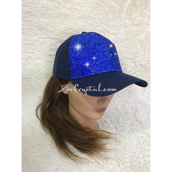 CUSTOMIZED BLING CAP / Hat Bedazzled with Navy Blue Crystal Rhinestone Glitter Shinny Sparkly Swarovski is avaialble