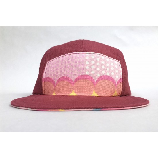 Five Panel Camp Hat - Pink Circles - Made to Order - Adult or ld/Toddler Sized