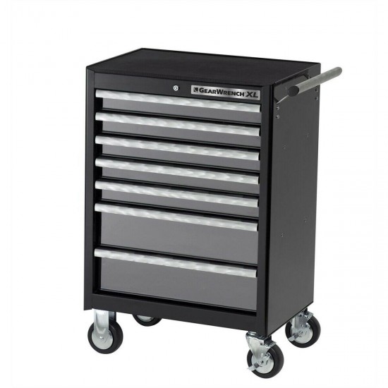 GearWrench 26 in. 7-Drawer Bottom Roller Cabinet, Black/Silver KDT83155 New!