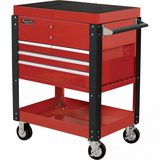 Homak Pro Series Service Cart with Sliding Top Panels- 35in Red