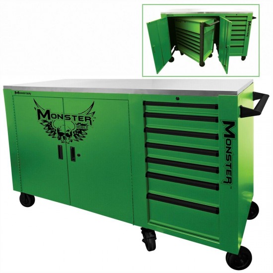 Monster Mobile 35 in. 7-Drawer Flip-Top Lid Service Cart and 72 in. 7-Drawer Ca