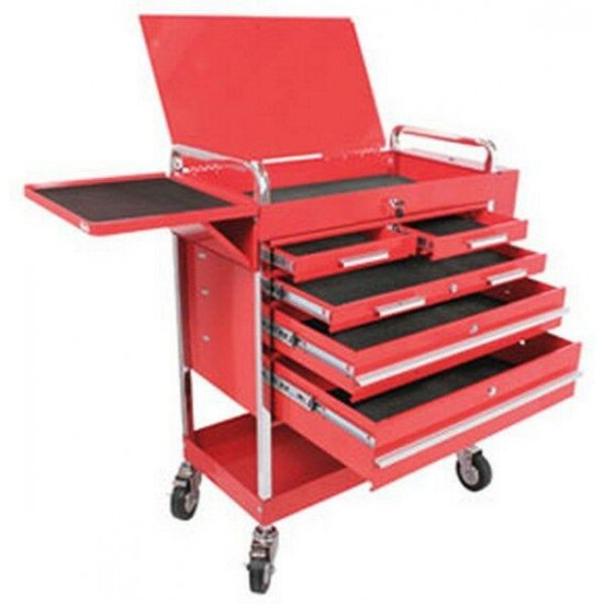 Professional 5 Drawer Service Cart with Locking Top, Red SUU-8045 Brand New!