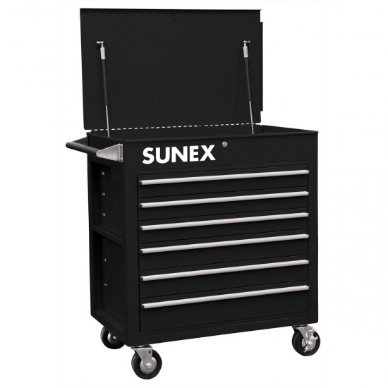 Sunex Tools 6-Drawer Full-Drawer Professional Cart, Black SUN8057BK Brand New!