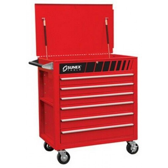 Sunex Tools 8057 Premium Full Drawer Service Cart - Red