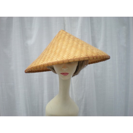 Vintage 50s 60s nese Traditional Conical Straw Wide Brim Sunhat Natural Beige Braided Weave Beach Garden Mid-Century Mod na Glam Garb