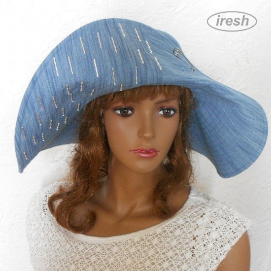 Women's wi brim hat, Blue nim hat, Women's Summer hat, nim clothing, nim style